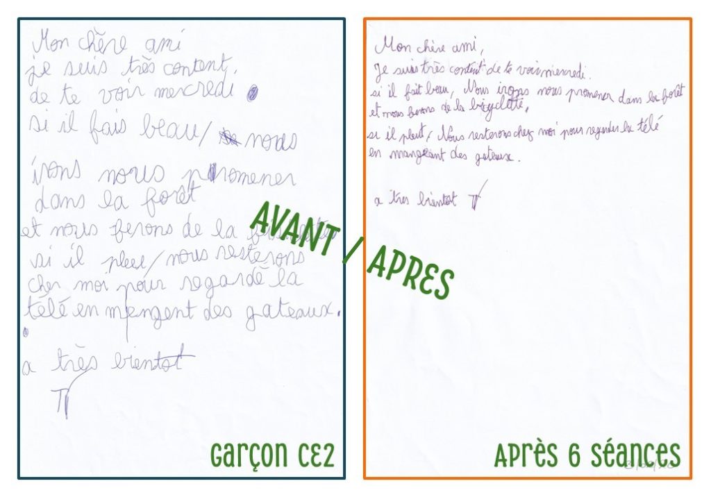 écriture illisible avant après